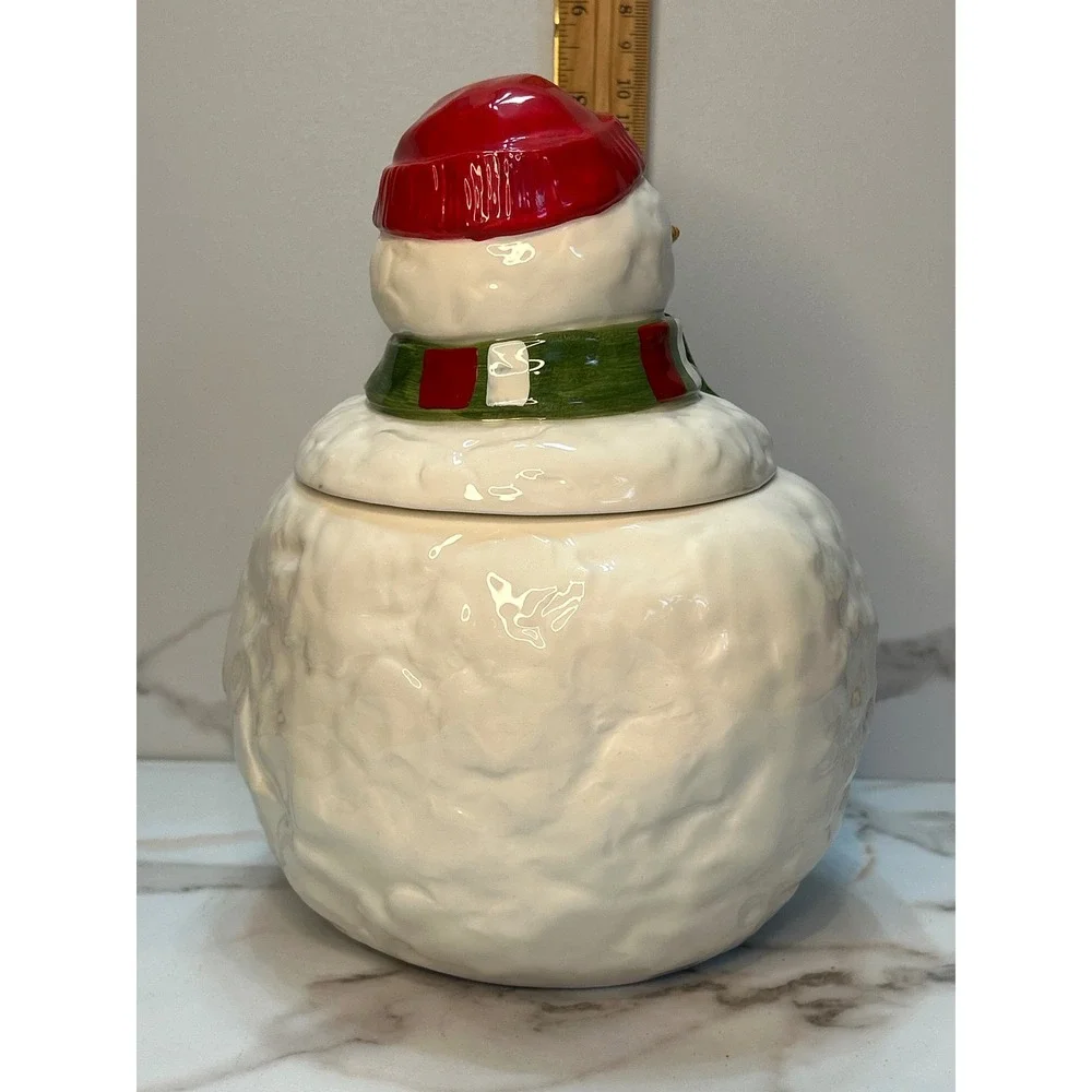 Vintage 1988 HOMCO Snowman Cookie Jar Christmas Ceramic Home Interiors Mexico